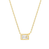 Gold Sparkling Bezel-Set Cube Necklace